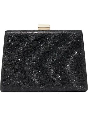 〽️Women's Black Detachable Chain Sparkly Clutch Purse Wedding Prom Evening Bags